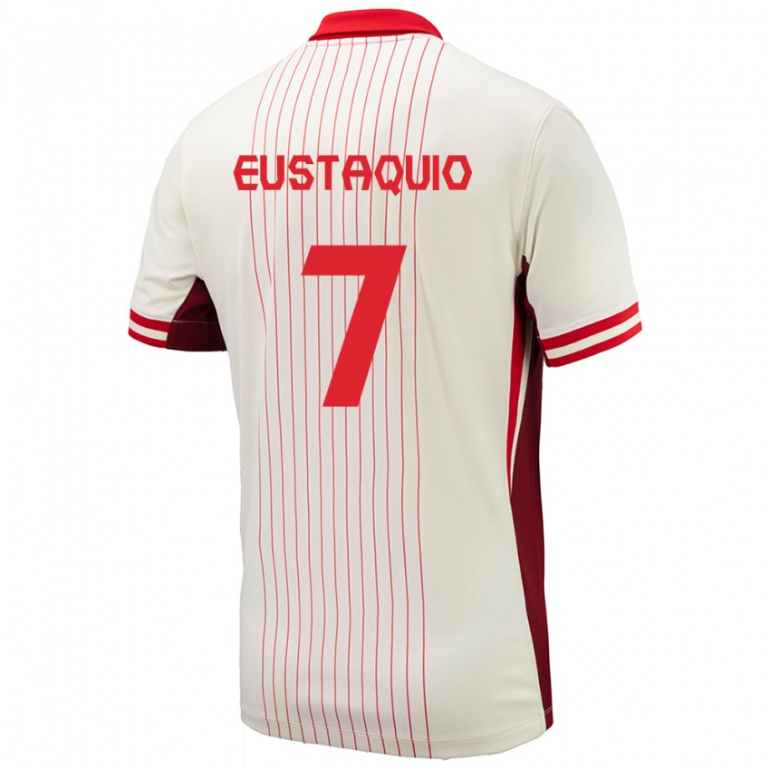 Mujer Camiseta Canadá Stephen Eustaquio #7 Blanco 2ª Equipación 24-26 La Camisa