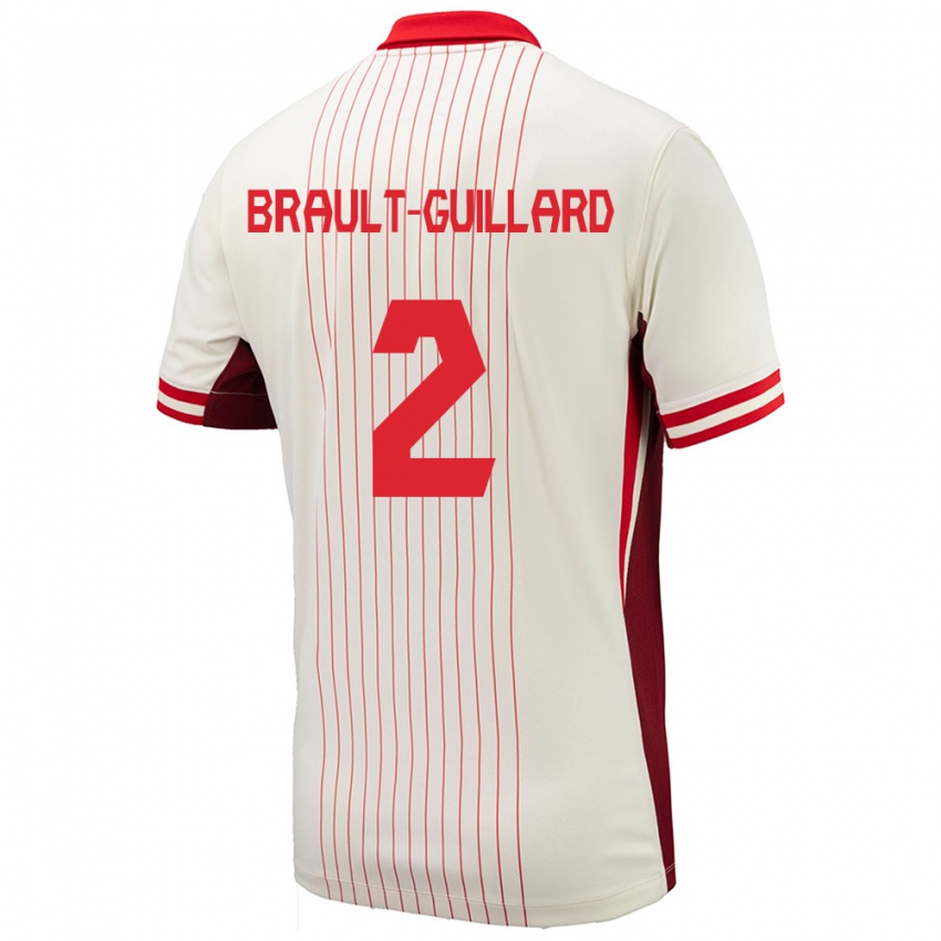 Mujer Camiseta Canadá Zachary Brault-Guillard #2 Blanco 2ª Equipación 24-26 La Camisa