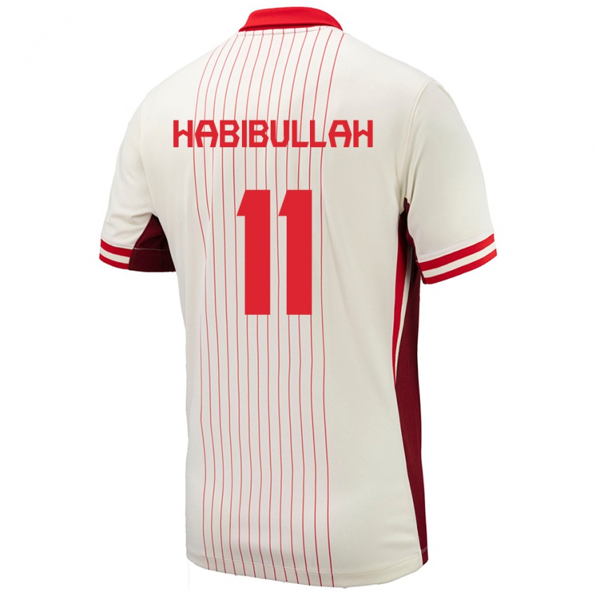 Mujer Camiseta Canadá Kamron Habibullah #11 Blanco 2ª Equipación 24-26 La Camisa