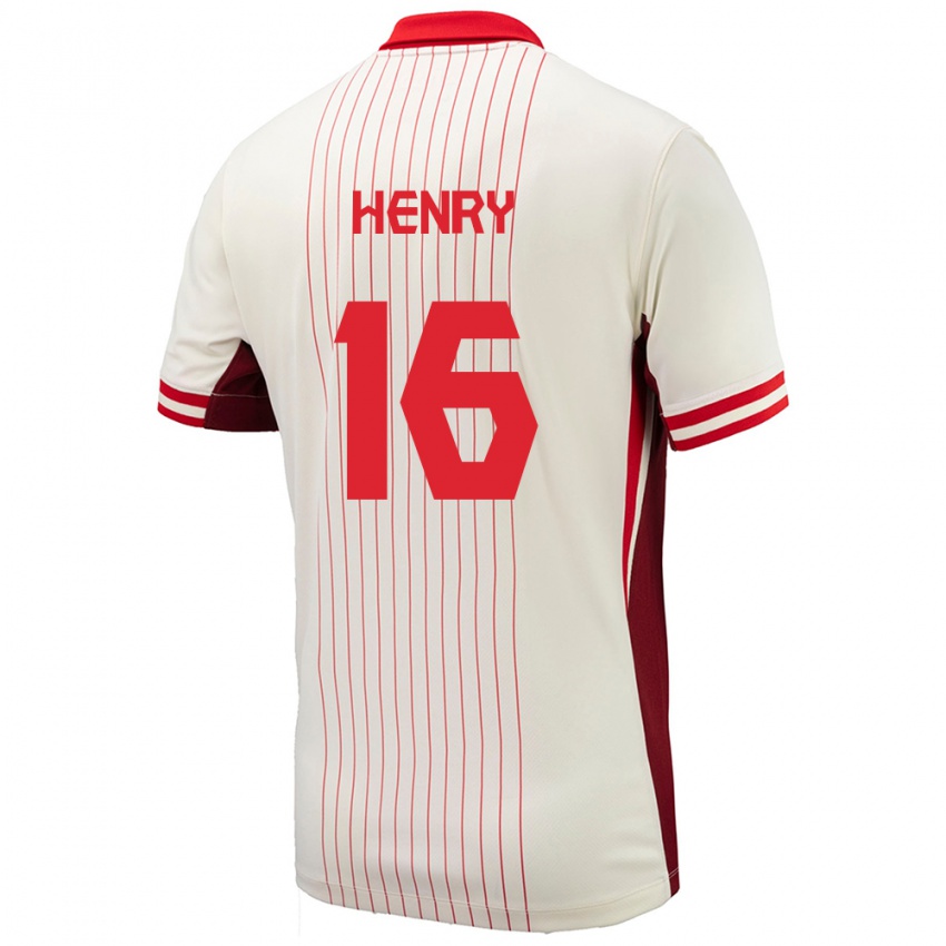 Mujer Camiseta Canadá Mael Henry #16 Blanco 2ª Equipación 24-26 La Camisa