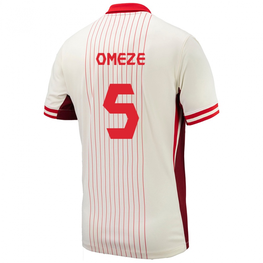 Mujer Camiseta Canadá Chimere Omeze #5 Blanco 2ª Equipación 24-26 La Camisa