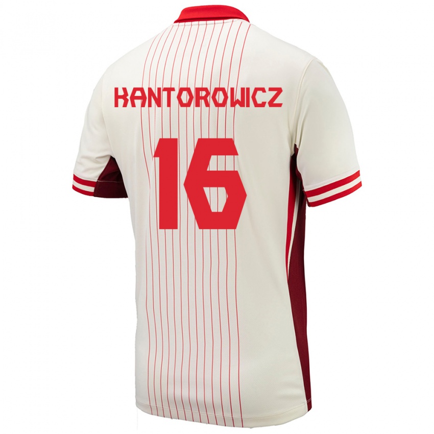 Mujer Camiseta Canadá Dominic Kantorowicz #16 Blanco 2ª Equipación 24-26 La Camisa