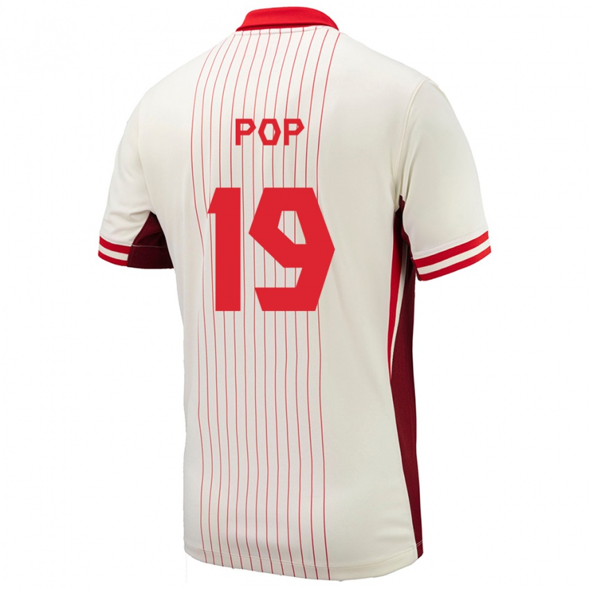 Mujer Camiseta Canadá Erik Pop #19 Blanco 2ª Equipación 24-26 La Camisa