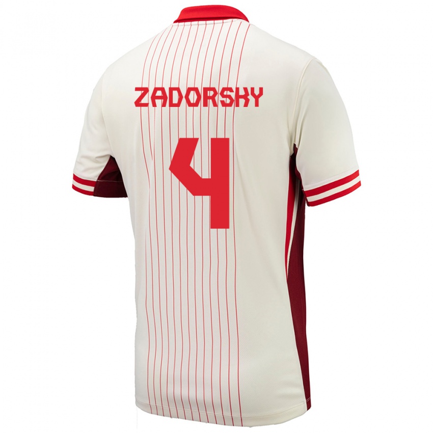 Mujer Camiseta Canadá Shelina Zadorsky #4 Blanco 2ª Equipación 24-26 La Camisa