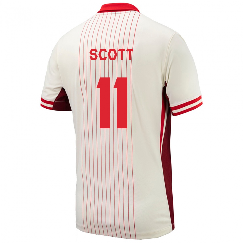 Mujer Camiseta Canadá Desiree Scott #11 Blanco 2ª Equipación 24-26 La Camisa