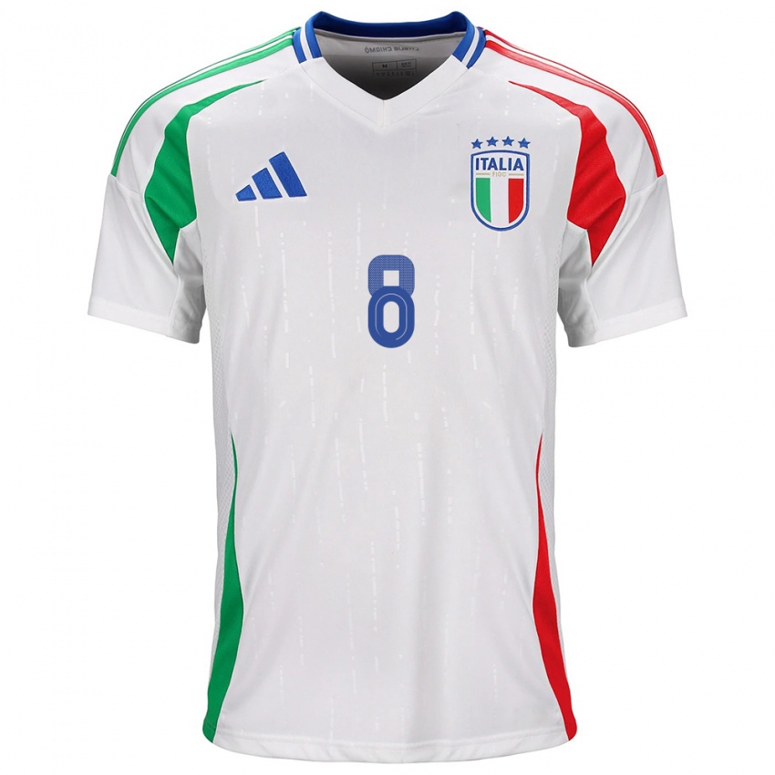 Mujer Camiseta Italia Luca Di Maggio #8 Blanco 2ª Equipación 24-26 La Camisa