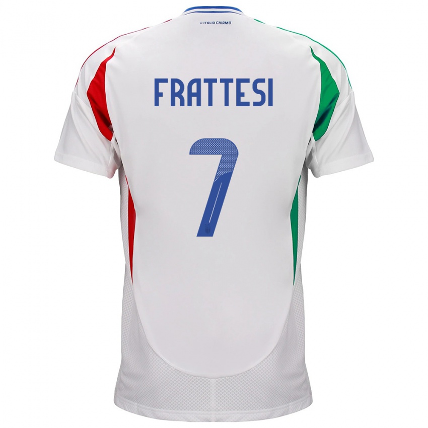 Mujer Camiseta Italia Davide Frattesi #7 Blanco 2ª Equipación 24-26 La Camisa