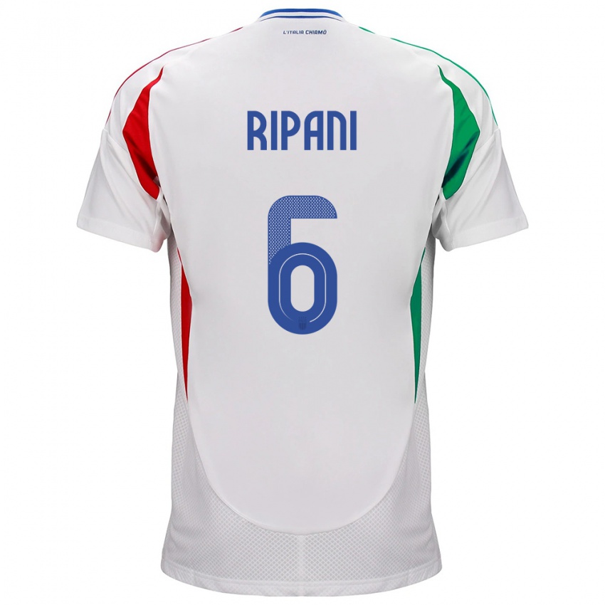 Mujer Camiseta Italia Diego Ripani #6 Blanco 2ª Equipación 24-26 La Camisa