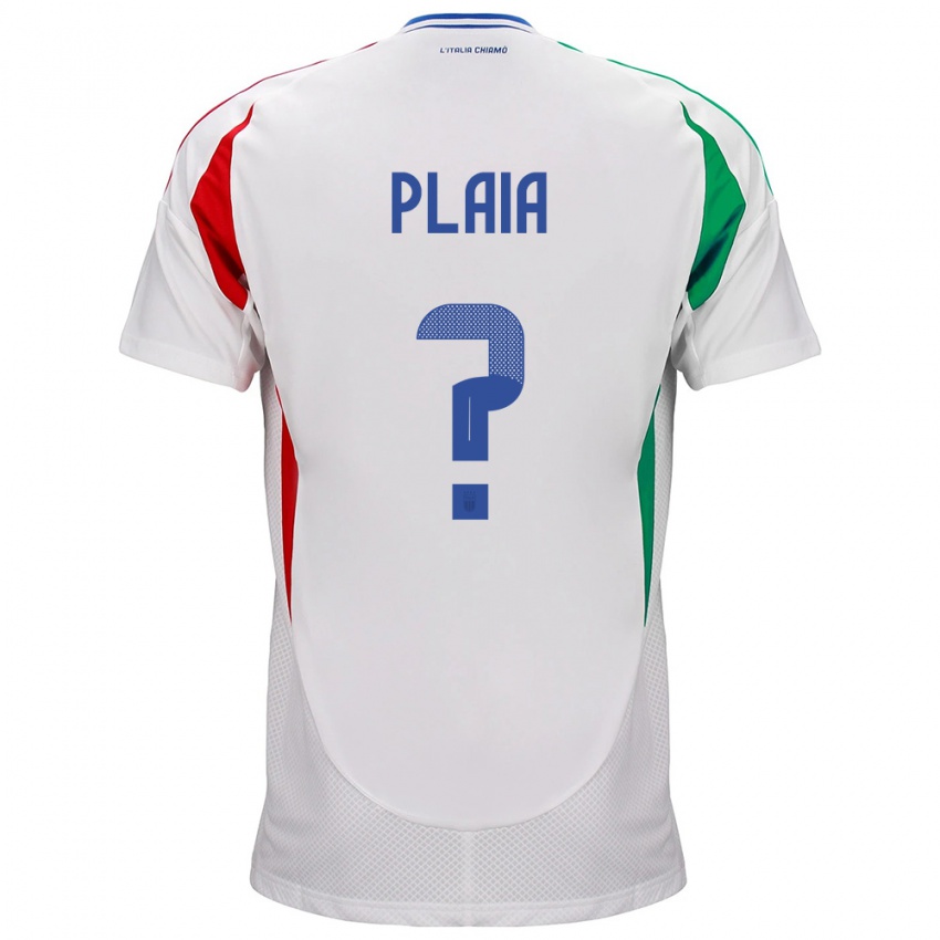 Mujer Camiseta Italia Matteo Plaia #0 Blanco 2ª Equipación 24-26 La Camisa