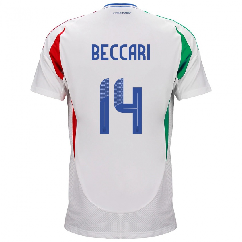 Mujer Camiseta Italia Chiara Beccari #14 Blanco 2ª Equipación 24-26 La Camisa