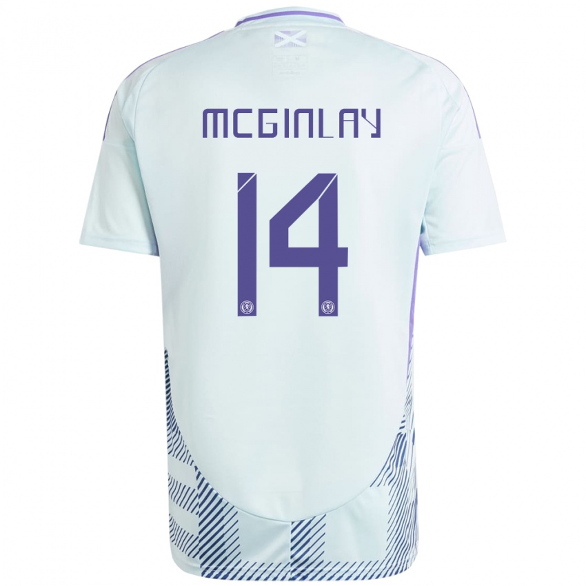Mujer Camiseta Escocia Aiden Mcginlay #14 Azul Menta Claro 2ª Equipación 24-26 La Camisa