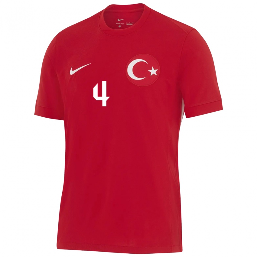 Mujer Camiseta Turquía Hasan Berat Kayalı #4 Rojo 2ª Equipación 24-26 La Camisa