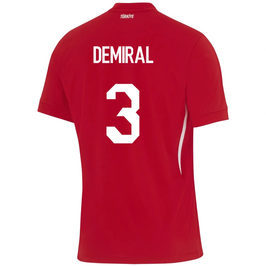 Mujer Camiseta Turquía Merih Demiral #3 Rojo 2ª Equipación 24-26 La Camisa