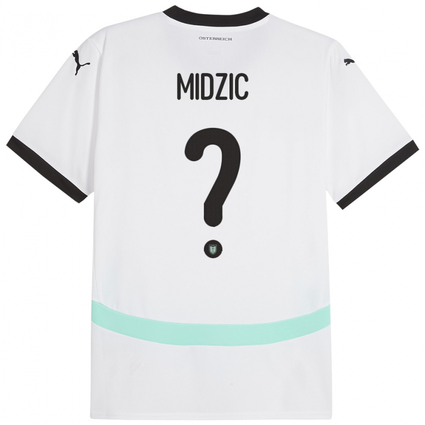 Mujer Camiseta Austria Armin Midzic #0 Blanco 2ª Equipación 24-26 La Camisa