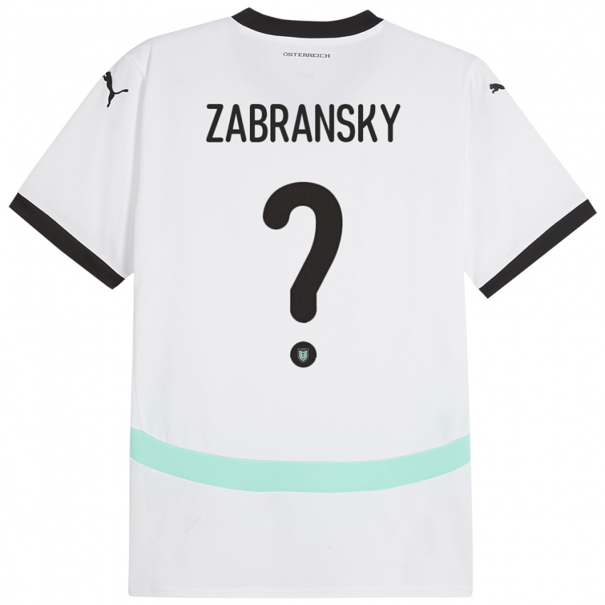 Mujer Camiseta Austria Valentin Zabransky #0 Blanco 2ª Equipación 24-26 La Camisa