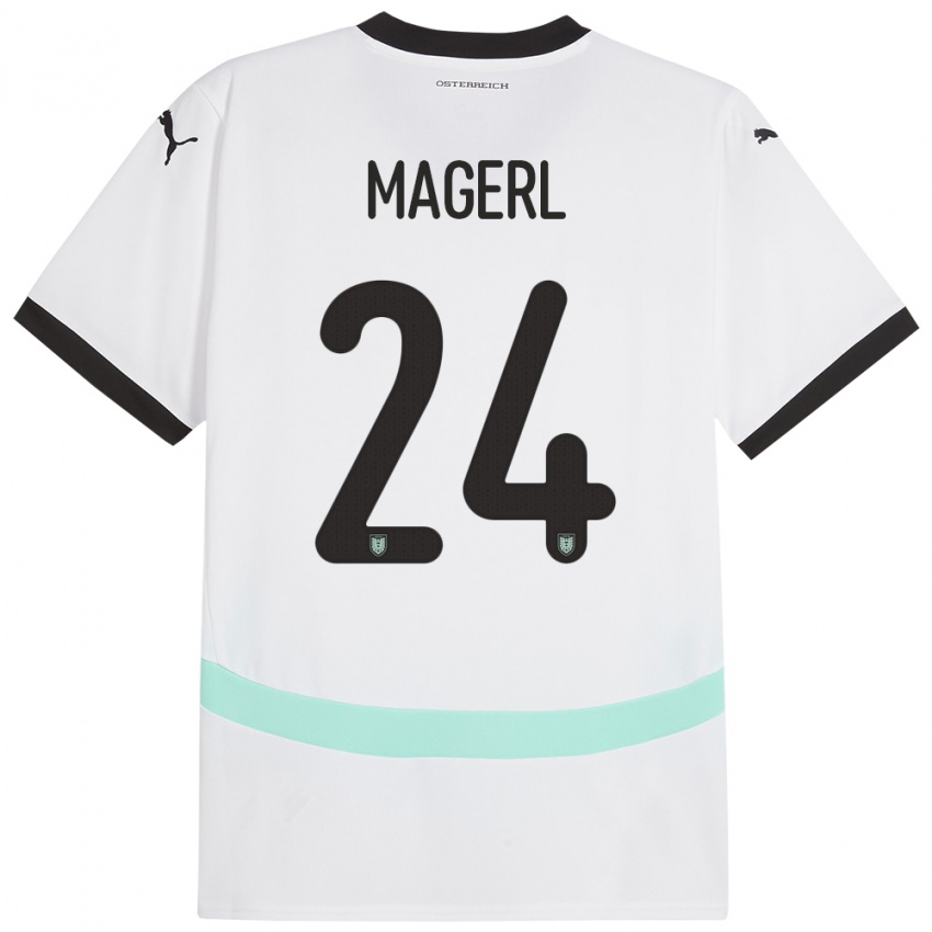 Mujer Camiseta Austria Julia Magerl #24 Blanco 2ª Equipación 24-26 La Camisa