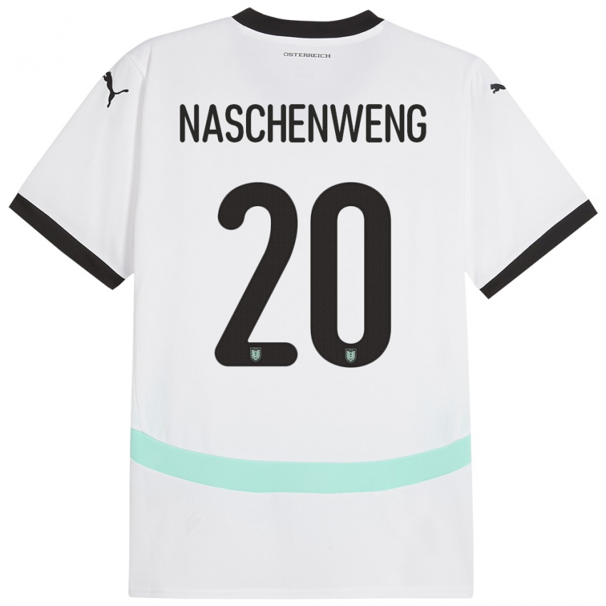 Mujer Camiseta Austria Katharina Naschenweng #20 Blanco 2ª Equipación 24-26 La Camisa