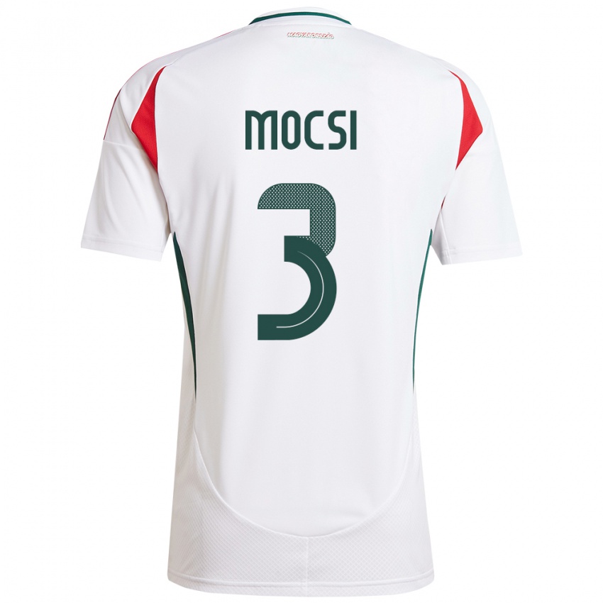 Mujer Camiseta Hungría Attila Mocsi #3 Blanco 2ª Equipación 24-26 La Camisa