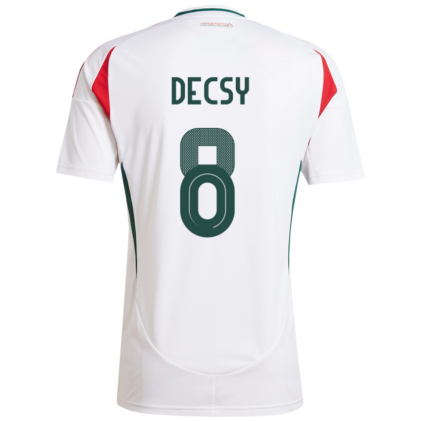 Mujer Camiseta Hungría Ádám Décsy #8 Blanco 2ª Equipación 24-26 La Camisa