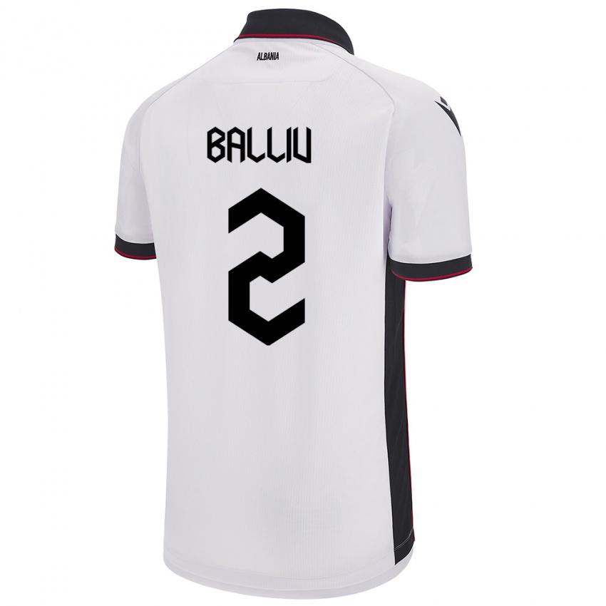 Mujer Camiseta Albania Iván Balliu #2 Blanco 2ª Equipación 24-26 La Camisa