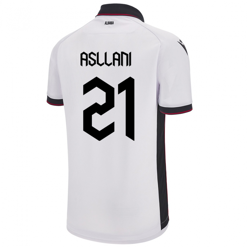 Mujer Camiseta Albania Kristjan Asllani #21 Blanco 2ª Equipación 24-26 La Camisa
