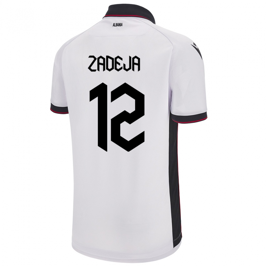 Mujer Camiseta Albania Darius Zadeja #12 Blanco 2ª Equipación 24-26 La Camisa