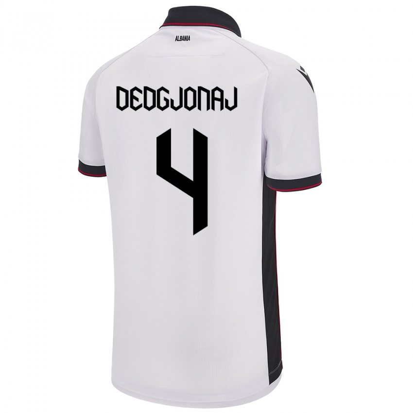 Mujer Camiseta Albania Leonora Dedgjonaj #4 Blanco 2ª Equipación 24-26 La Camisa