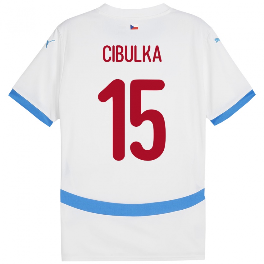 Mujer Camiseta Chequia Oskar Cibulka #15 Blanco 2ª Equipación 24-26 La Camisa