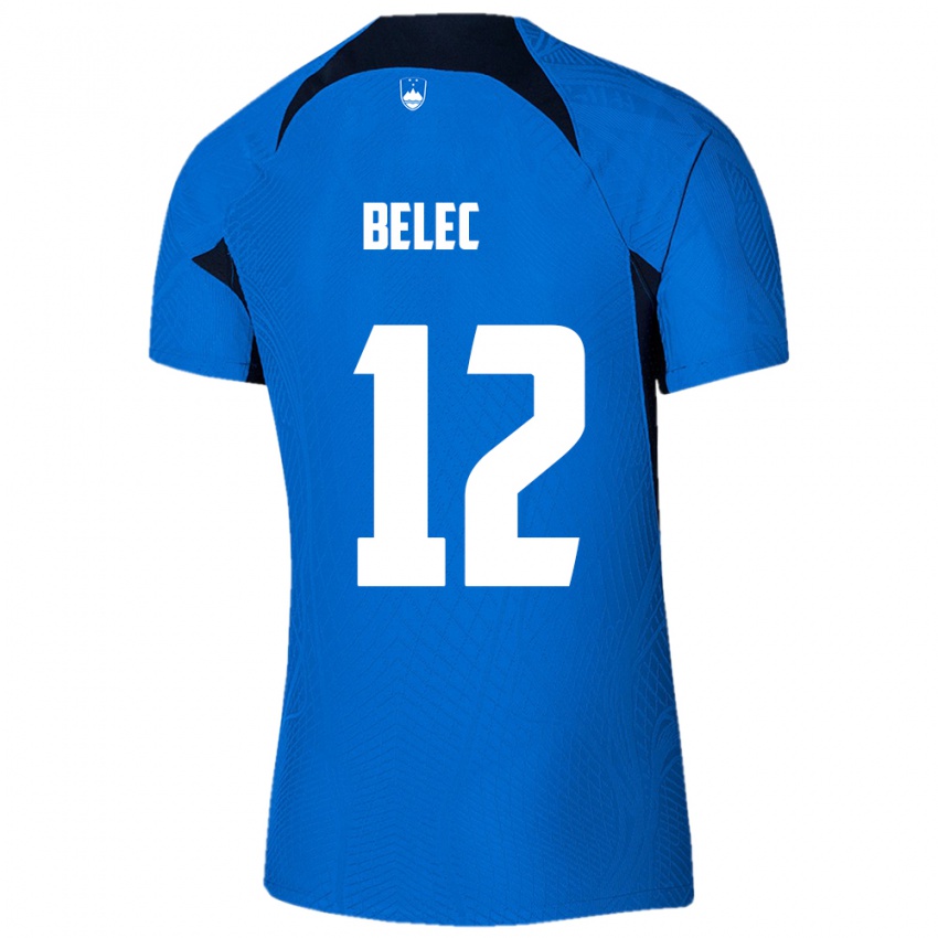 Mujer Camiseta Eslovenia Vid Belec #12 Azul 2ª Equipación 24-26 La Camisa