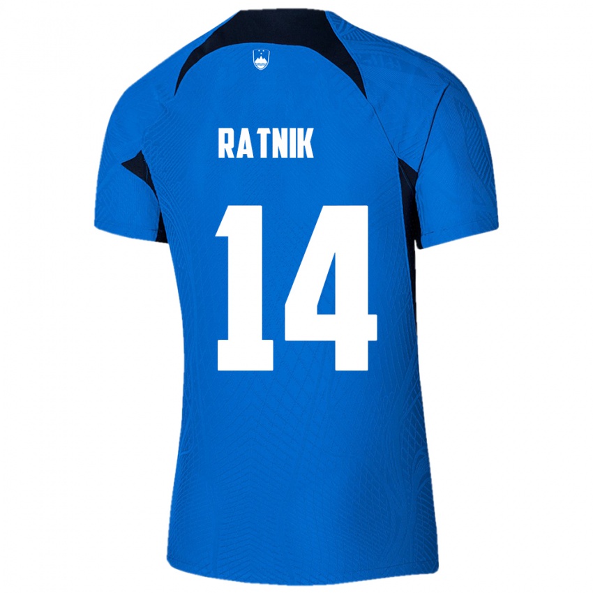Mujer Camiseta Eslovenia Marcel Ratnik #14 Azul 2ª Equipación 24-26 La Camisa
