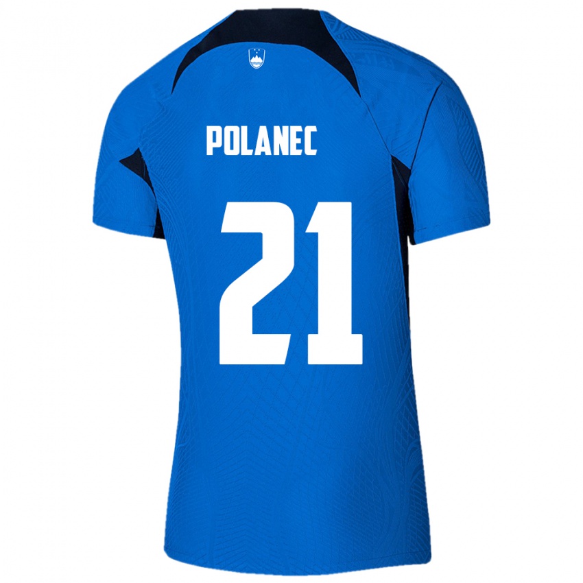 Mujer Camiseta Eslovenia Gaj Polanec #21 Azul 2ª Equipación 24-26 La Camisa