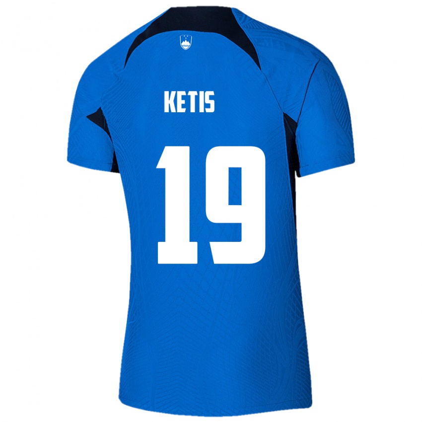 Mujer Camiseta Eslovenia Sara Ketiš #19 Azul 2ª Equipación 24-26 La Camisa