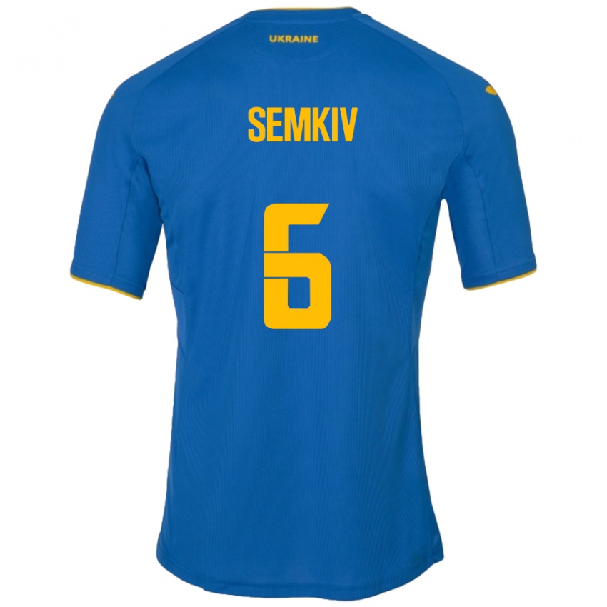 Mujer Camiseta Ucrania Dayana Semkiv #6 Azul 2ª Equipación 24-26 La Camisa