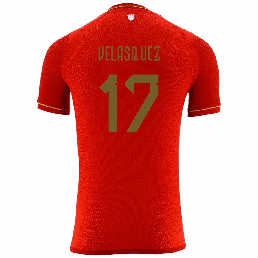 Mujer Camiseta Bolivia Jhon Velásquez #17 Rojo 2ª Equipación 24-26 La Camisa