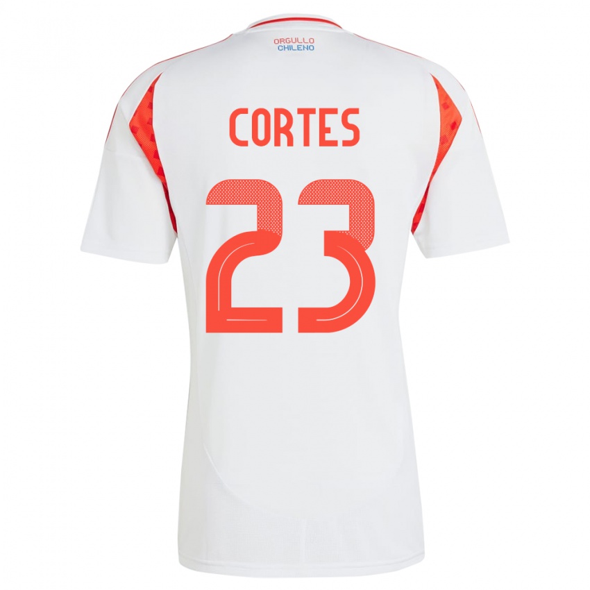 Mujer Camiseta Chile Brayan Cortés #23 Blanco 2ª Equipación 24-26 La Camisa