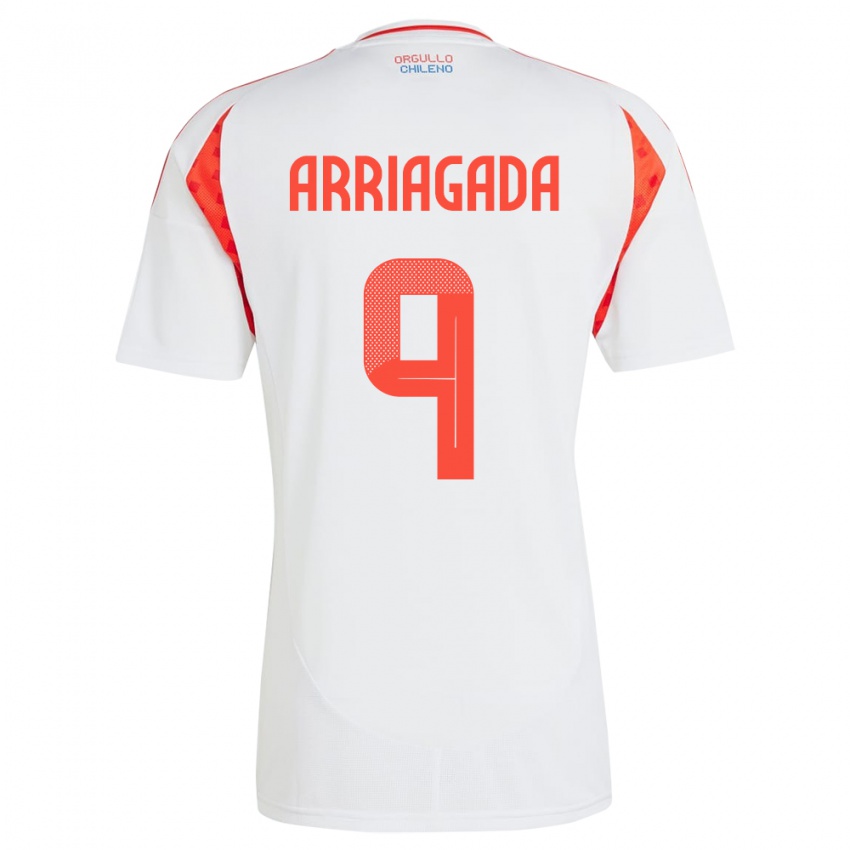 Mujer Camiseta Chile Luciano Arriagada #9 Blanco 2ª Equipación 24-26 La Camisa