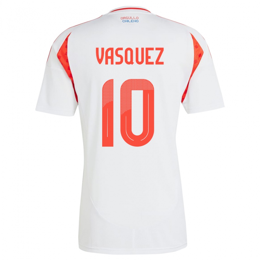 Mujer Camiseta Chile Ignacio Vásquez #10 Blanco 2ª Equipación 24-26 La Camisa