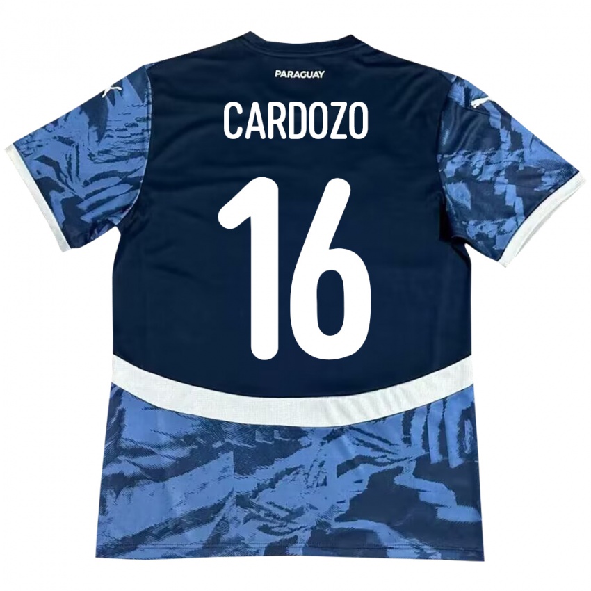 Mujer Camiseta Paraguay Juan Cardozo #16 Azul 2ª Equipación 24-26 La Camisa