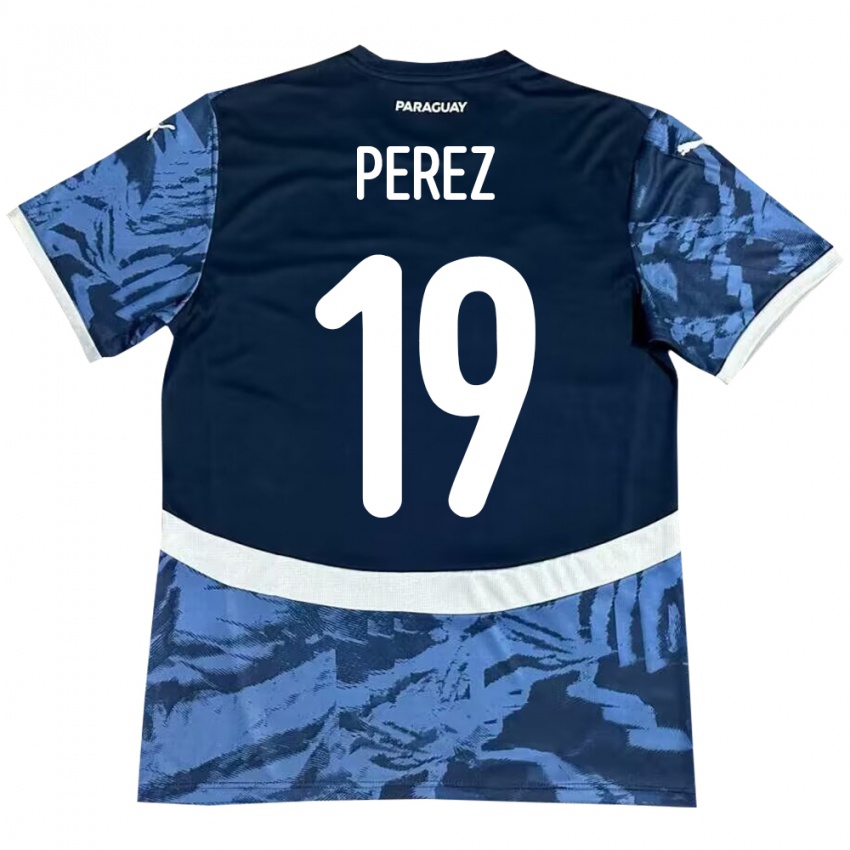 Mujer Camiseta Paraguay Marcelo Pérez #19 Azul 2ª Equipación 24-26 La Camisa