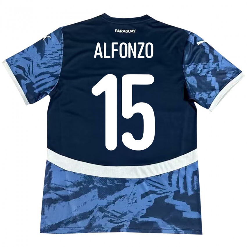 Mujer Camiseta Paraguay Axel Alfonzo #15 Azul 2ª Equipación 24-26 La Camisa