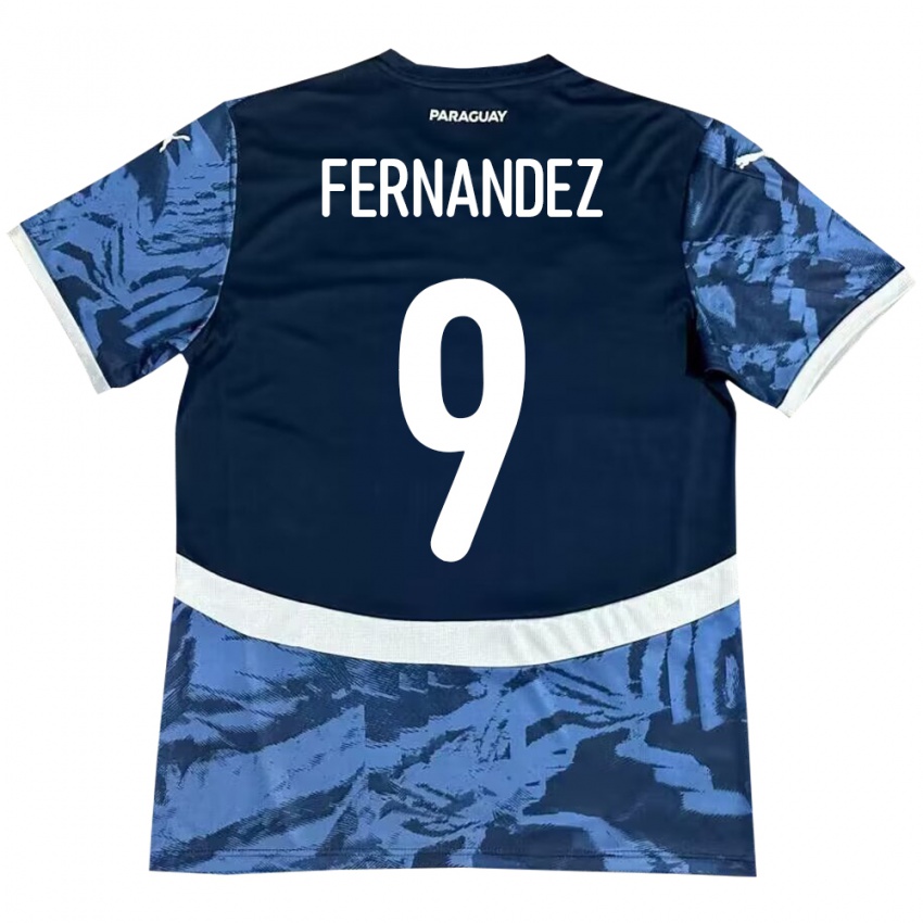 Mujer Camiseta Paraguay David Fernández #9 Azul 2ª Equipación 24-26 La Camisa