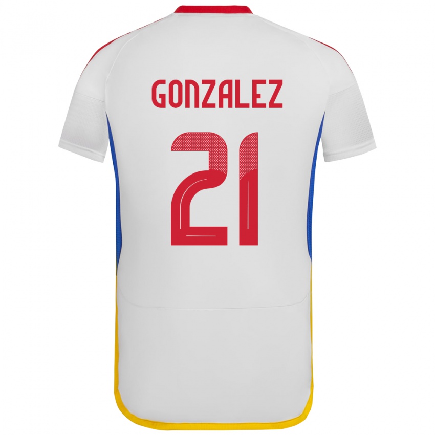 Mujer Camiseta Venezuela Alexander González #21 Blanco 2ª Equipación 24-26 La Camisa