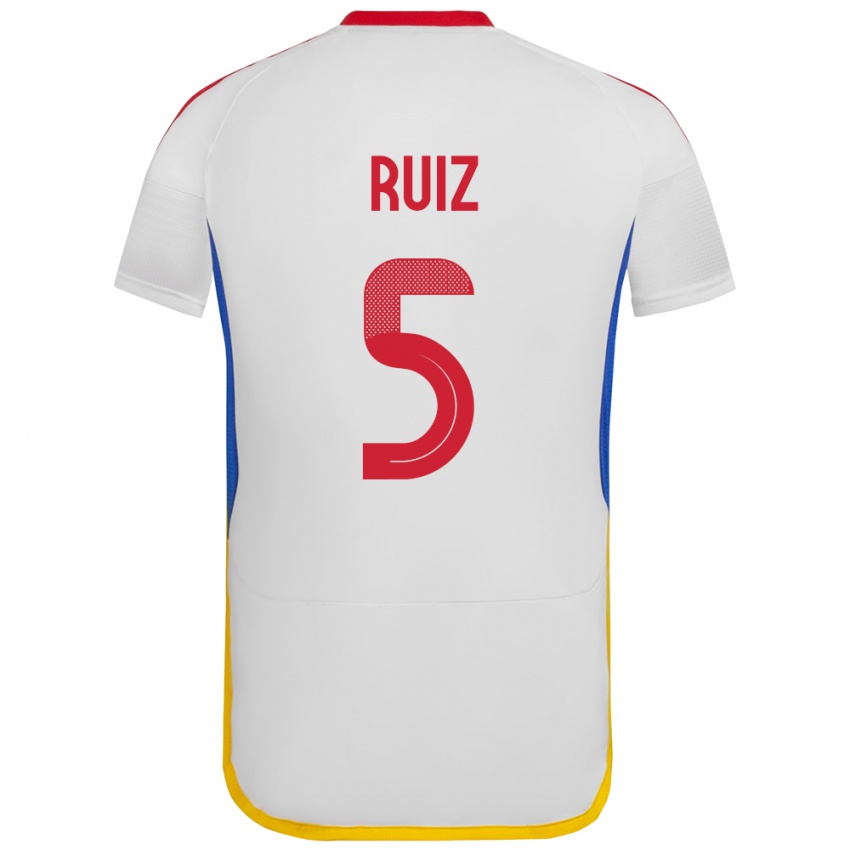 Mujer Camiseta Venezuela Emerson Ruíz #5 Blanco 2ª Equipación 24-26 La Camisa