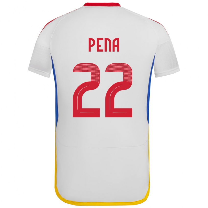 Mujer Camiseta Venezuela Lewuis Peña #22 Blanco 2ª Equipación 24-26 La Camisa