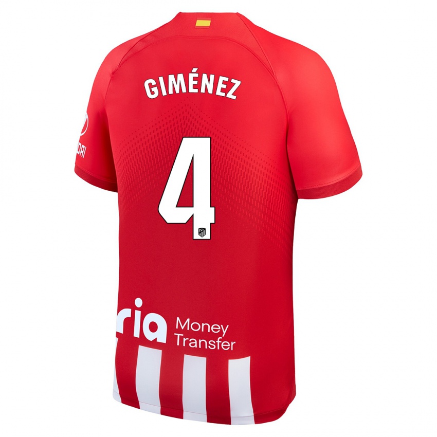 Niño Camiseta Félix Giménez #4 Rojo Blanco 1ª Equipación 2023/24 La Camisa