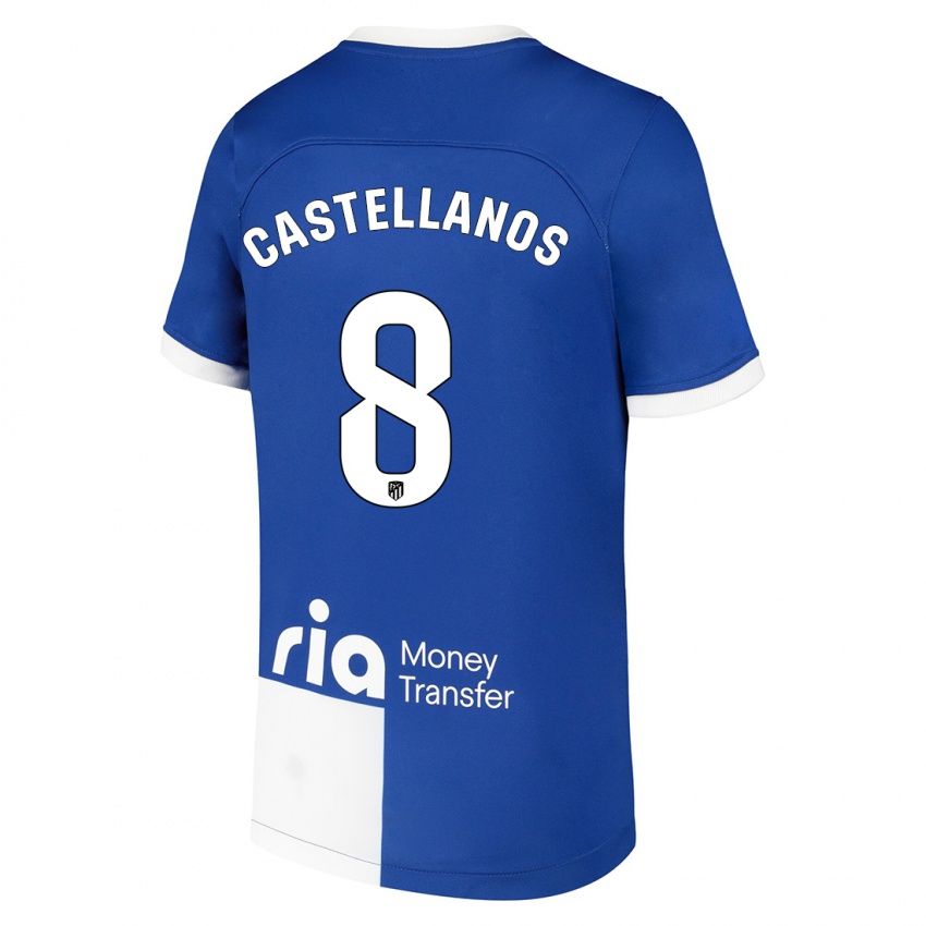 Niño Camiseta Jorge Castellanos #8 Azul Blanco 2ª Equipación 2023/24 La Camisa