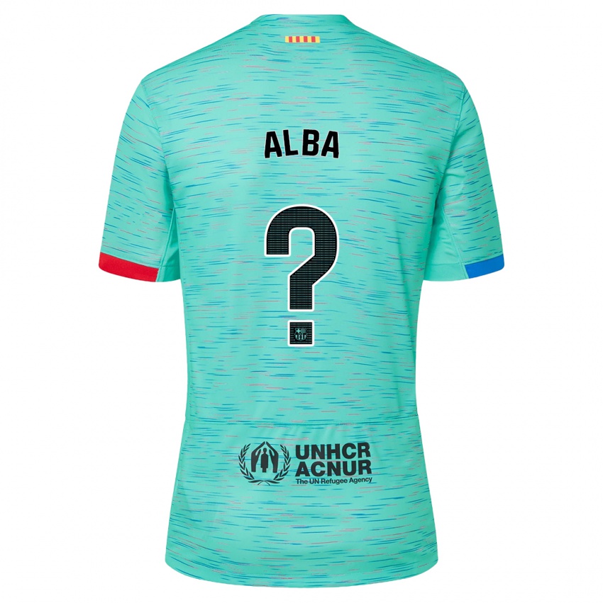 Niño Camiseta Javi Alba #0 Aguamarina Clara Equipación Tercera 2023/24 La Camisa