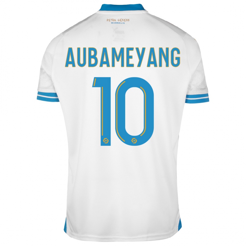 Hombre Camiseta Pierre-Emerick Aubameyang #10 Blanco 1ª Equipación 2023/24 La Camisa