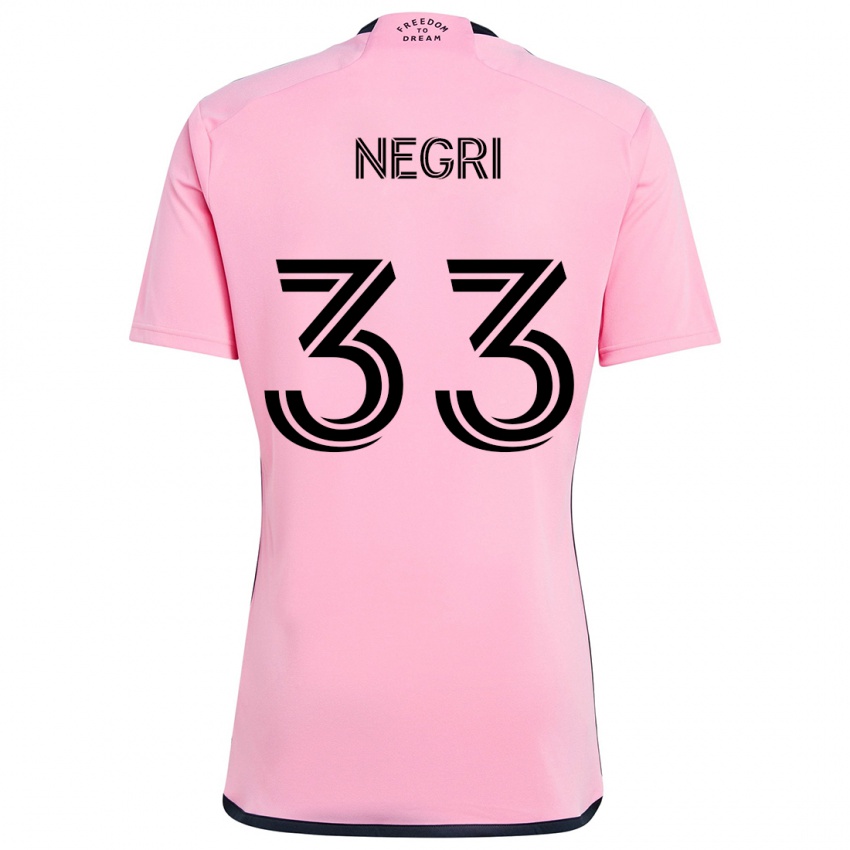 Niño Camiseta Franco Negri #33 Rosa 1ª Equipación 2024/25 La Camisa