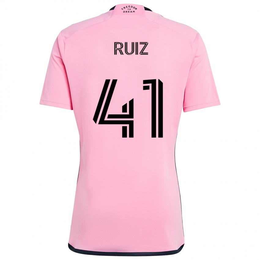 Niño Camiseta David Ruíz #41 Rosa 1ª Equipación 2024/25 La Camisa